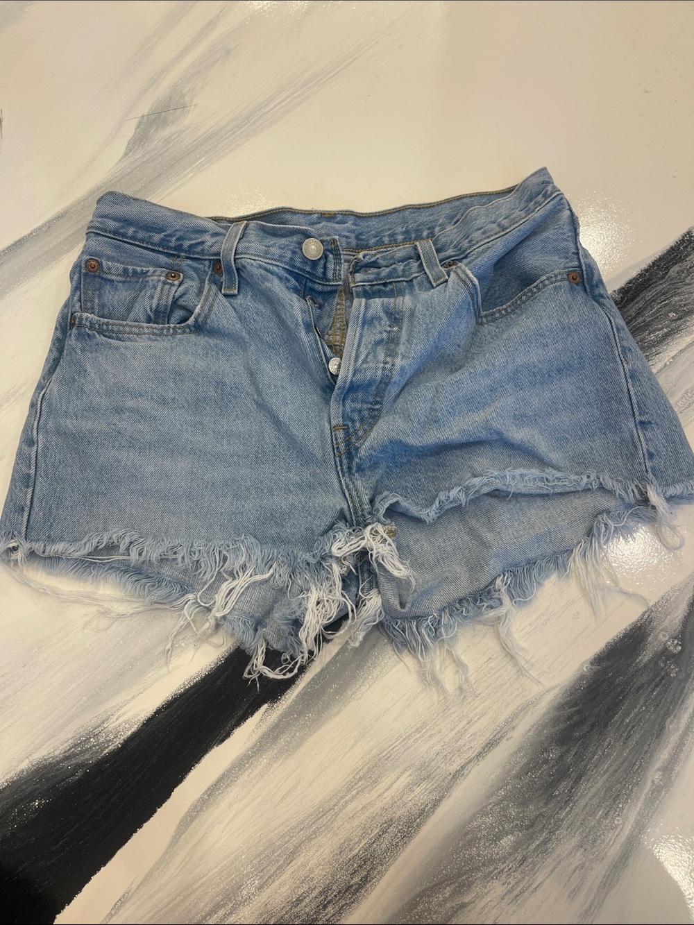 Levi's Light Blue Distressed Denim Cutoff Shorts